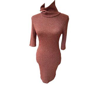 Topshop Ribbed Turtleneck Midi Sweater‎ Dress Burgundy US 6